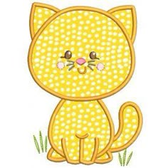 a yellow cat is sitting in the grass