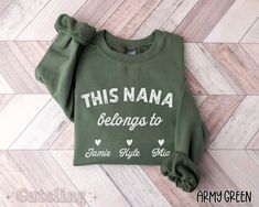 Keep your grandkids close to heart even when apart. This soft, comfy crewneck or hoodie with personalized grandkids names will light up grandma's eyes with joy! Hoodie version has a hood and a kangaroo style pocket on the front. The color selection is the same for both. ♥ Soft and comfy cotton blend crewneck sweatshirt or hoodie. ♥ Our shirts are printed using a high-end DTG (Direct to Garment) printer that uses water-based inks which are absorbed into the fabric, creating a smooth finish on the Nana Sweatshirt, Grandma Sweatshirt, Comfy Crewneck, Gifts For Aunt, Gifts For Uncle, Nana Gifts, Grandmother Gifts, Grandpa Gifts, Direct To Garment Printer