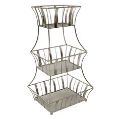 three tiered metal basket holder