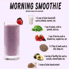 a smoothie is shown with the ingredients to make it