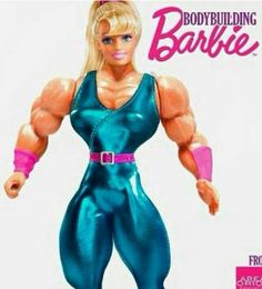 the barbie doll is wearing a blue outfit and pink gloves with her hands on her hips