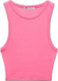 Pink Casual Crew Neck Tank Top, Casual Pink Crew Neck Tank Top, Pink Ribbed Cotton T-shirt, Zara Sporty Cotton Top, Zara Ribbed Crew Neck Top, Fitted Zara Tank Top, Zara Stretch Cotton Crop Top, Fitted Tank Top By Zara, Casual Zara Tank Top