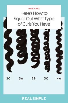 We asked hairstylists to explain the different curl types and to help you identify what products are best for the hair type you have. #curls #hair #haircare #curlcare #typeofcurls Curl Pattern Chart, Curl Type Chart, Type Of Curls, Different Curl Types, 3b Hair Type, 3c Hair Type, Hair Type Chart, Type Chart, Curl Types