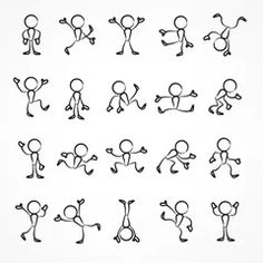 a drawing of various poses and gestures for children to play with on the computer screen