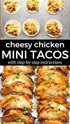 chicken mini tacos with step - by - step instructions on how to make them