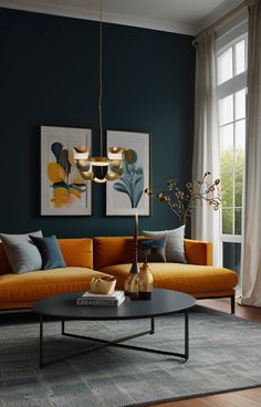 a living room with two couches and a coffee table in front of the window