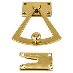 a gold door handle and latch on a white background