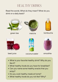 healthy drinks and what they mean them to be good for you info graphic on the right side