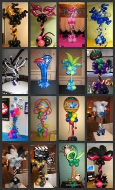 many different types of balloons are shown in this collage