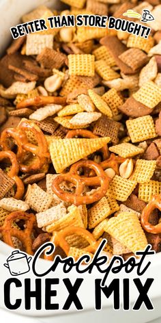 a close up of a bowl of chex mix