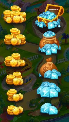 the screenshot shows how to make money in an idler - like game, with gold coins and icebergs