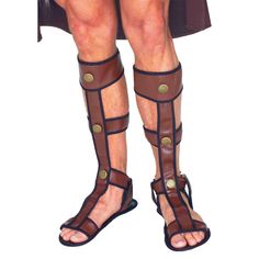 Adult Gladiator Sandals. Great addition to many historic costumes-Greek, Roman, Egyptian, Renaissance, Viking, medieval, etc... Includes: Leather-look Gladiator sandals have adjustable straps for a custom fit.Available Sizes: One size fits most adults.

Special Shipping Information: This item ships separately from other items in your order. This item cannot ship to a P.O. Box. This item may be subject to additional processing days.

ITEM IS NOT ELIGIBLE FOR EXPEDITED SHIPPING Gladiator Costumes, Brown Gladiator Sandals, Roman Costume, Gladiator Shoes, Roman Sandals, Classical Conversations, Costume Shoes, Halloween Costume Accessories, Mens Halloween Costumes