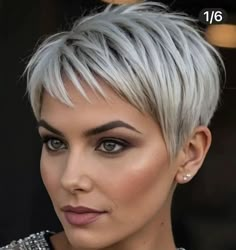 Short Brown Hair With Highlights Pixie, Sleek Short Hair, Short Silver Hair, Change Hair, Short Brown Hair, Short Choppy Hair