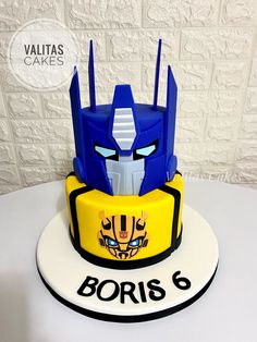 a birthday cake made to look like a transformer from the movie, boris 6