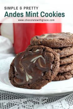 cookies with chocolate frosting on a white plate