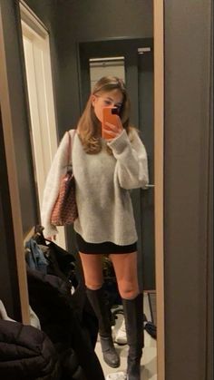 Holiday Outfit Inspo Winter, Europe Outfits Cold, Talk Show Outfit, Dinner Party Outfit Winter, Jumper And Skirt Outfit, Daily Winter Outfits, Jupe Outfit, Fall Outfits Europe, Dress With Sweater Over It