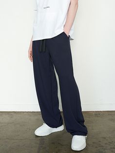 Editor's Notes It is crepe pants. You can wear it all year round, and as jogger pants with the hem string. You can feel comfortable with the high-elasticity waist band used.  -Unisex item -Over and wide fit-Sweatpants and slacks design-Side pockets and back flap out pocket-Size adjustable elastic string with stopper on the hem-Luxurious and matte nickel stopper with the self-made stopper ring-Size adjustable square tape string used on the waist Measurement Crepe Pants, Waist Measurement, Self Made, Pocket Size, Waist Band, Sweatpants, Ring Size, Lounge