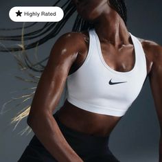 Nike Swoosh High Support Bra Non Padded And Adjustable Size Small (A-C) Nwt Nike Sports Bra Outfit, Sports Bra Outfit, High Support Bra, Basketball Bag, Sports Bra Nike, Bra Nike, Nike High, White Sports Bra, The Medium