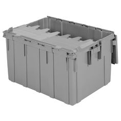 a large gray plastic container with four dividers