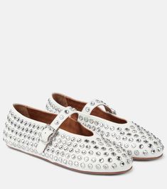 Rhinestone Ballet Flats, Womens Mary Janes, Studded Flats, Rhinestone Shoes, Outdoor Slippers, Mary Jane Shoes Womens, Glitter Shoes, Low Heel Shoes, Ballerina Shoes