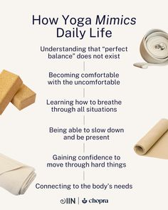 an info sheet describing how yoga mimics daily life and what it means to be