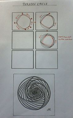 the instructions for how to make an ornament with circles and spirals on paper