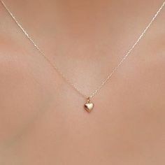 "✦ I designed this tiny heart necklace for lovers and I hope you feel happy while using it ✦  14K Solid Gold Dainty Heart Necklace / Minimalist Design Sacred Heart Necklace / Heart Pendant Necklace /  Gift For Her / Tiny Heart Charm ✧ Item Details ✧  * Made to Order * Gold KT: 14K Solid Gold * Gold Color: 14K Gold * Chain Lenght: 14\" , 16\", 18\", 20\", 22\", 24\" ✦ Orders will be wonderfull packaged for gift giving in a jewelry box ✦ ❤ Thank you for taking the time to look at my shop. I hope y Simple Elegant Necklace, Sacred Heart Necklace, Fancy Jewelry Necklace, Gold Chain With Pendant, Heart Shaped Necklace