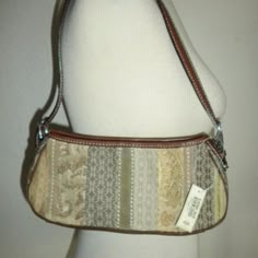 Fossil Brand Signature Top Zipper Closure Baguete Multi-Color Browns Nwt Vintage Bags Outfit, Retro Brown Baguette Shoulder Bag, Affordable Y2k Style Baguette Shoulder Bag, Brown Bag Outfit, Vintage Bag Outfit, Baguette Purse, Vintage Brown Embossed Shoulder Bag, Vintage Brown Patchwork Shoulder Bag, Vintage Distressed Brown Shoulder Bag