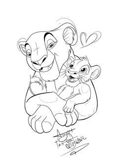 the lion and cub from disney's live - in - the - wild coloring pages