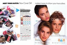 an advertisement for cover girl cosmetics featuring two women