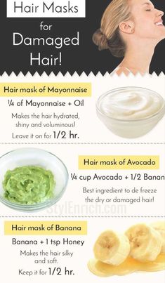 Hair Masks For Damaged Hair, Damaged Hair Diy, Banana Hair Mask, Mask For Damaged Hair, Hair Mask Recipe, Avocado Hair Mask, Best Hair Brush, Avocado Hair