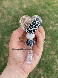 Leopard Heart Badge Reel Beaded Glitter Badge Reel Leopard Silver Champagne Badge Reel Nurse Badge Reel ID Holder Badge Holder - Etsy Diy Crafts Keychain, Badge Reels Diy, Nurse Lanyard, Badge Buddy, Nurse Badge Holders, Beadable Products, Craft Show Ideas, Badge Design, Nurse Badge Reel