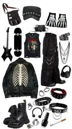 Grunge And Emo Outfits, Punk Outfit Board, Grunge Punk Aesthetic Outfits, Goth Fit Ideas, Metalhead Aesthetic Outfit, Metalhead Clothes, Goth Style Outfits, Metal Head Outfits, Punk Outfit Ideas