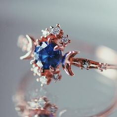 Sapphire Wandering Star Ring – Sofia Zakia Star Saphire Wedding Ring, Celestial Style Sapphire Wedding Ring, Celestial Sapphire Wedding Ring, Celestial Rose Gold Promise Rings, Luxury Sapphire Celestial Rings, Celestial Blue Sapphire Ring, Amethyst Wedding, Gold Sapphire Ring, Blue Diamond Ring