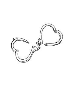 a black and white drawing of a heart shaped hook