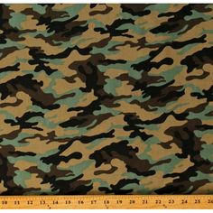 camouflage print fabric in green and brown