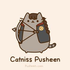 a cat with a bow and arrow in it's back is holding the caption that says, cannis pushen