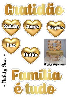 gold foiled stickers with the names of different languages in spanish, english and french