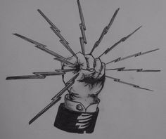 a pencil drawing of a hand holding up some sticks