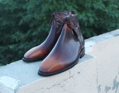 LeatherLooms Classic Brown Tan Patina Leather Men Chelsea Boot on Storenvy Patina Style, Classic Brown, Leather Men