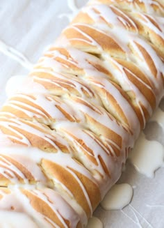 a close up of a doughnut with icing