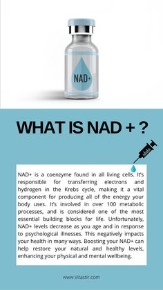 To know more about NAD+ IV Therapy and NAD+ injections visit VITAstir website. Nad Infusion, Nad Therapy, Nad Iv Therapy, Nad Injections, Vitamin Injections, Peptides Injection, Iv Hydration Therapy Business, Vitamin B12 Injections