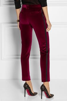 EACH X OTHER | Satin-trimmed velvet tuxedo pants Velvet Styles, Gothic Baroque, Red Pants, Velvet Pants