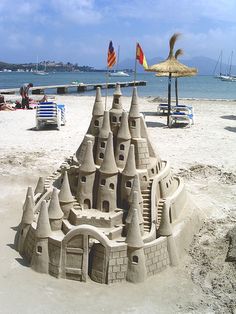 a sand castle made to look like it is on the beach