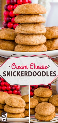 there is a sign that says cream cheese snickkerdoodles