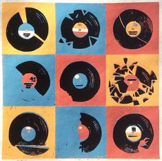 an image of various records in different colors