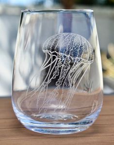 a glass that has some kind of jellyfish in it