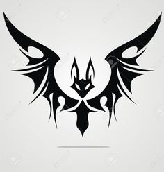 an abstract black and white tattoo design with large wings on a light background stock photo