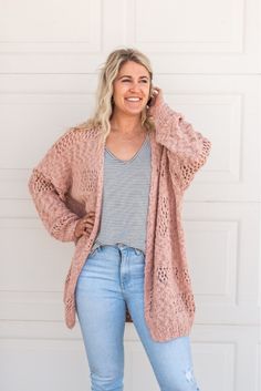 This timeless cardigan is chic for year round wear. Style it with a tank and jeans for cooler days or throw over a swimsuit for a beach vacation. You can show it off any time of year! Model is 5'6", size 34B bust, and shown wearing a size small Slightly oversized fit Blush Cardigan, Throw Over, Woman's Fashion, Teacher Outfits, Warm Outfits, Work Outfits Women, Outfits Women, Cute Fits, Work Outfits