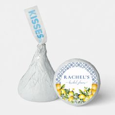 a herse's candy bar with lemons on it and a wrapper